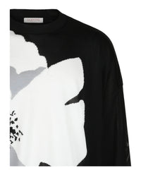 Valentino Valentino Mens Flower Portrait Viscose Knit Sweater
