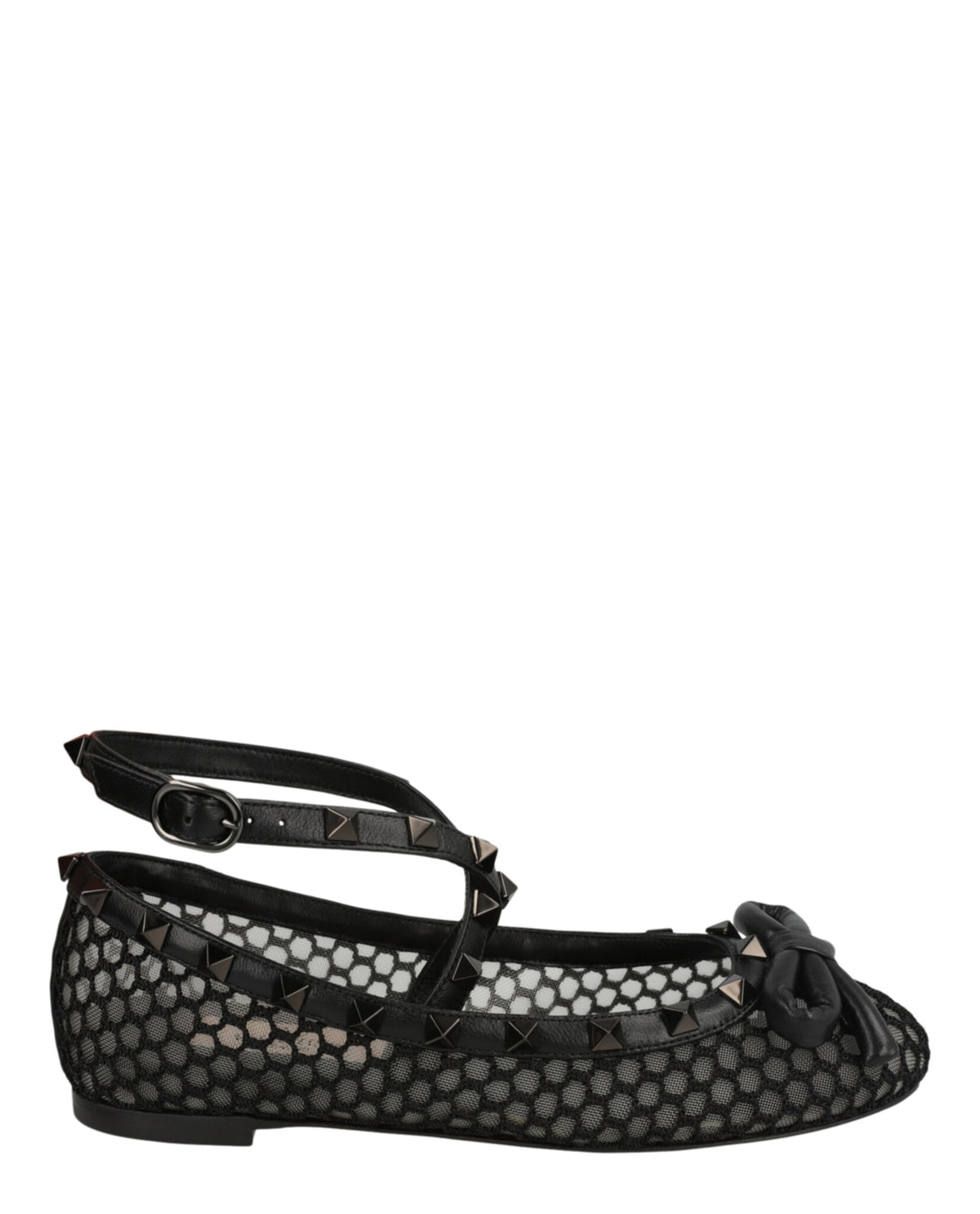 Valentino Valentino Womens Rockstud Mesh Ballet Flats
