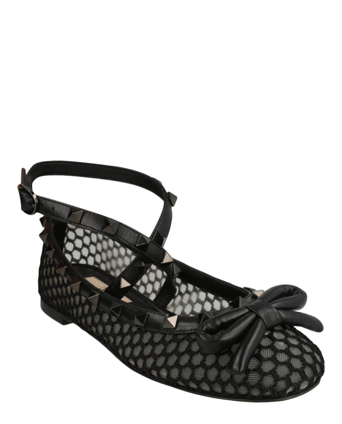 Valentino Valentino Womens Rockstud Mesh Ballet Flats