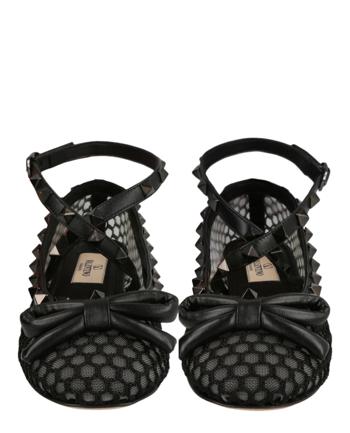 Valentino Valentino Womens Rockstud Mesh Ballet Flats