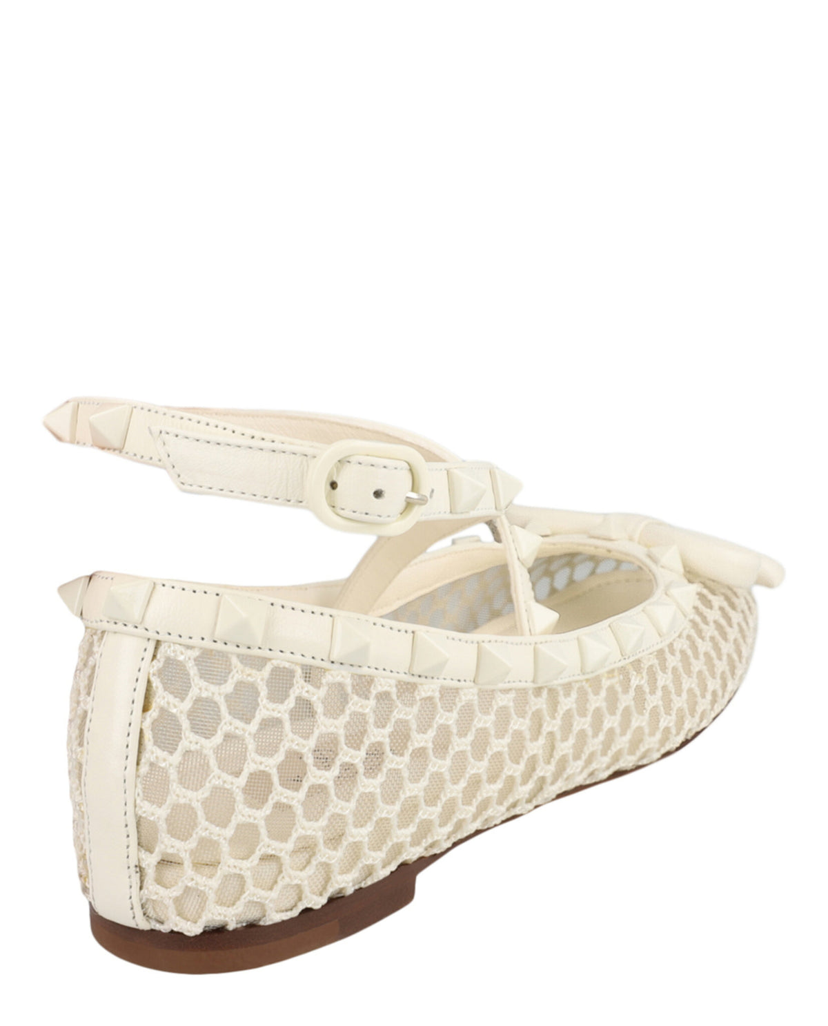 Valentino Womens Rockstud Mesh Ballet Flats