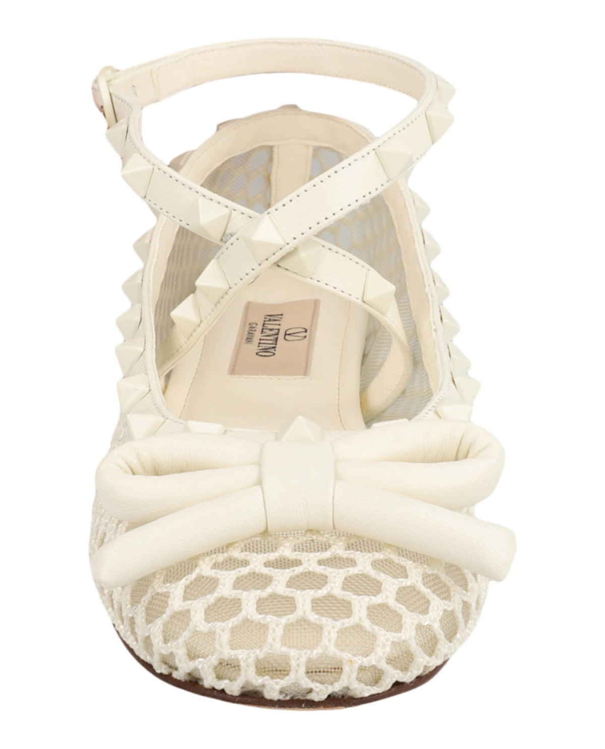 Valentino Womens Rockstud Mesh Ballet Flats