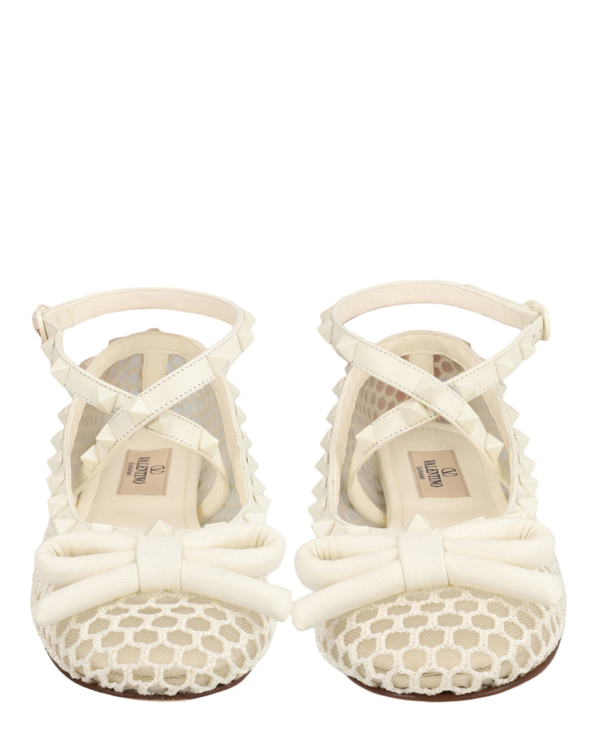 Valentino Womens Rockstud Mesh Ballet Flats