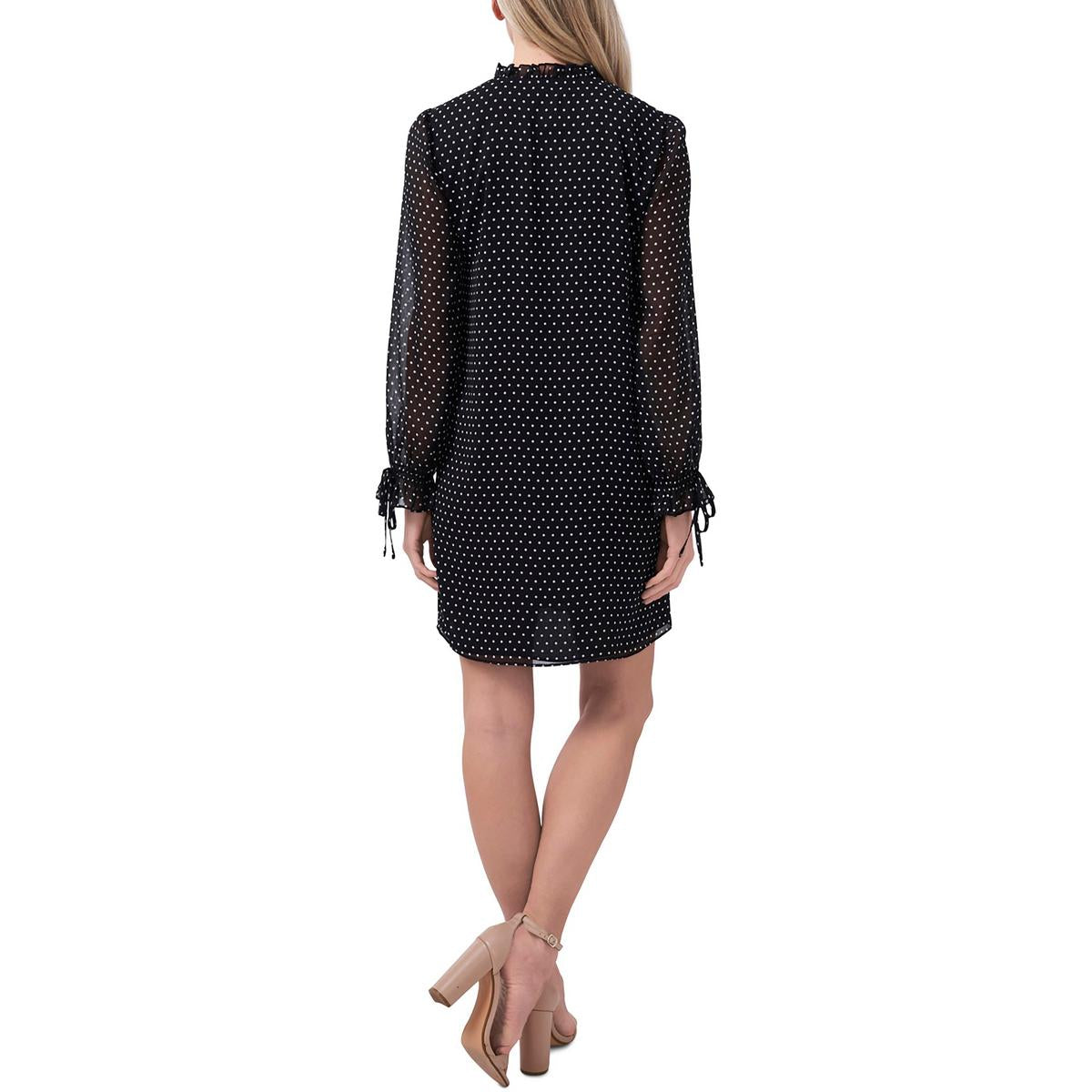 Womens Dots Ruffle Shift Dress