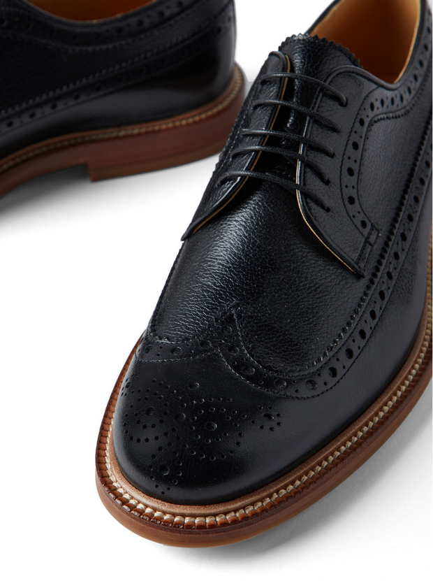 Brunello Cucinelli Men's Laced Leather Brogues In Black