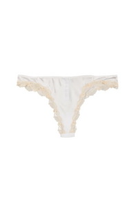 La Perla La Perla White Silk Thong With Frastaglio
