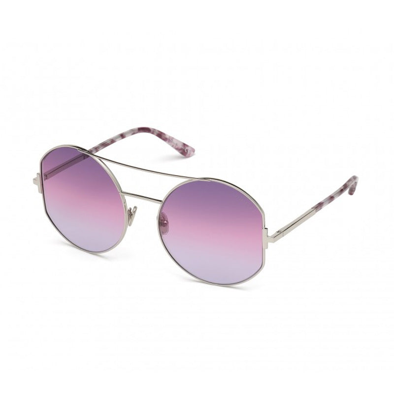 Tom Ford Sunglasses Geometric Full Rim, Silver Frame and Gradient Violet Grey Lens FT078216Y