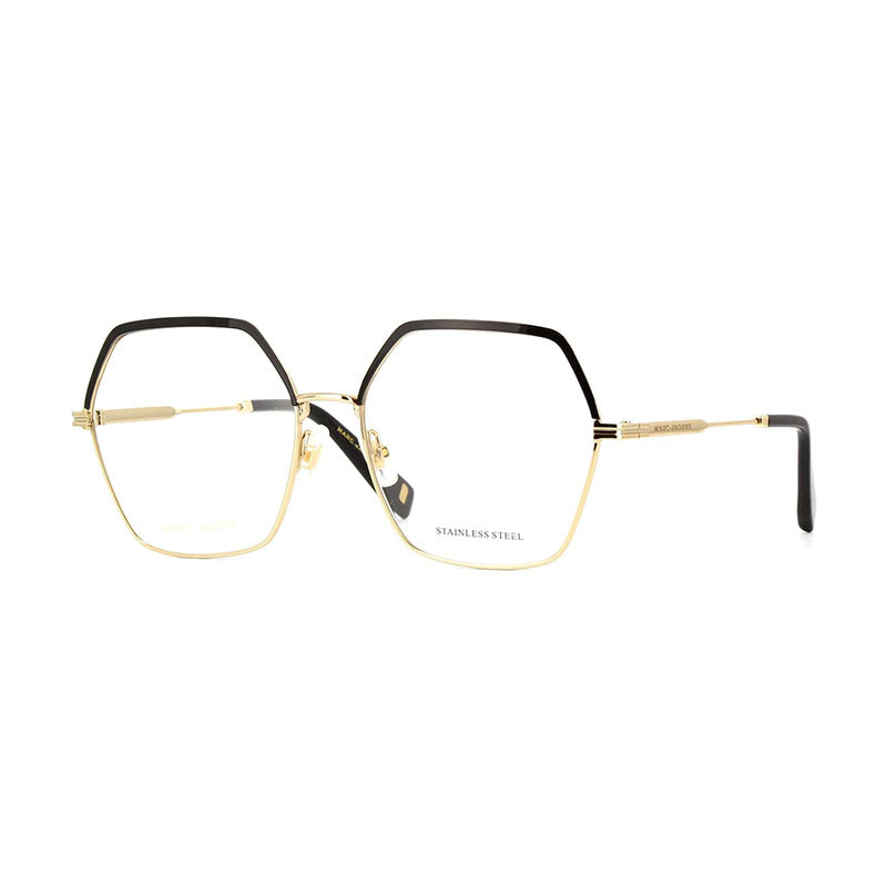 Marc Jacobs Eyeglasses Geometric Full Rim, Gold/Black Frame and Clear Demo Lenses Lens MJ11040RHL00