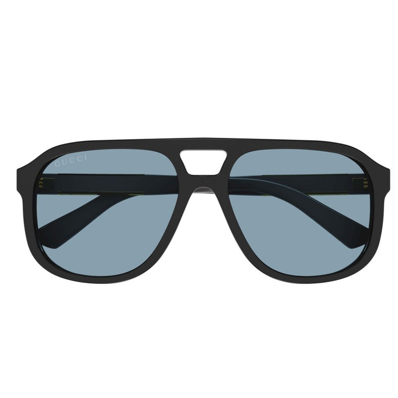 Gucci Sunglasses Aviator Full Rim, Black Frame and Blue Lens GG1188S004