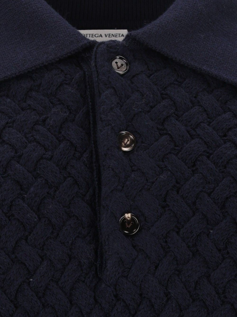 Bottega Veneta Bottega Veneta Men Woven Wool Polo Shirt
