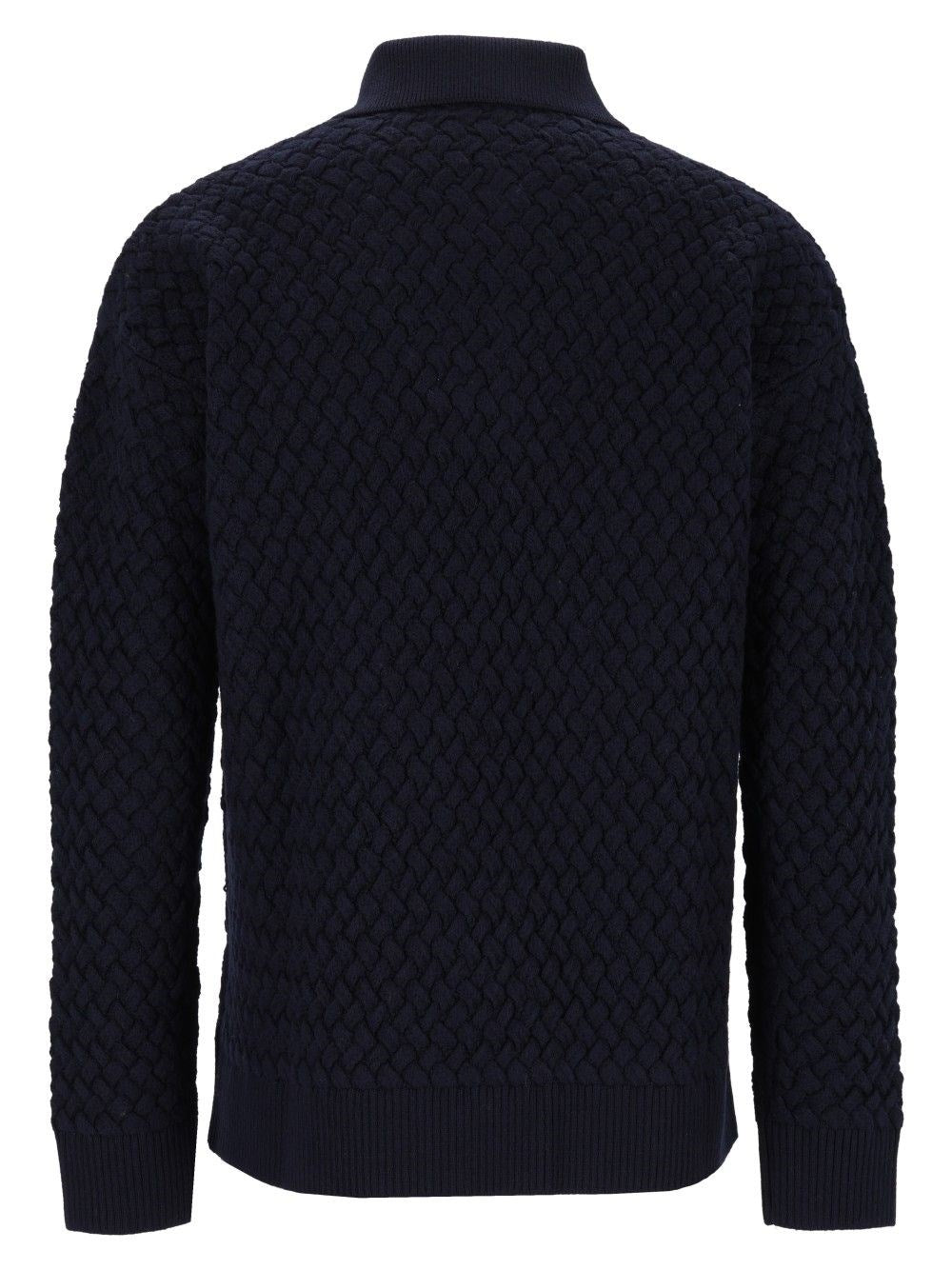 Bottega Veneta Bottega Veneta Men Woven Wool Polo Shirt