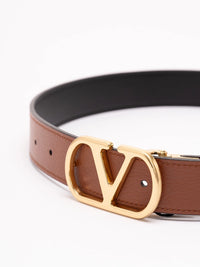 Valentino garavani Valentino Garavani Women Vlogo Signature Reversible Shiny Calfskin Belt - 30Mm / 1.2 In.