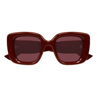 Gucci Sunglasses Square Full Rim, Shiny Solid Burgundy Frame and Solid Burgundy Lens GG1975S005