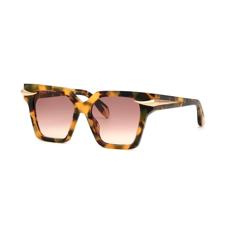 Roberto Cavalli Sunglasses Square Full Rim, Vintage Havana Frame and Brown Gradient Lens SRC002M0AGG