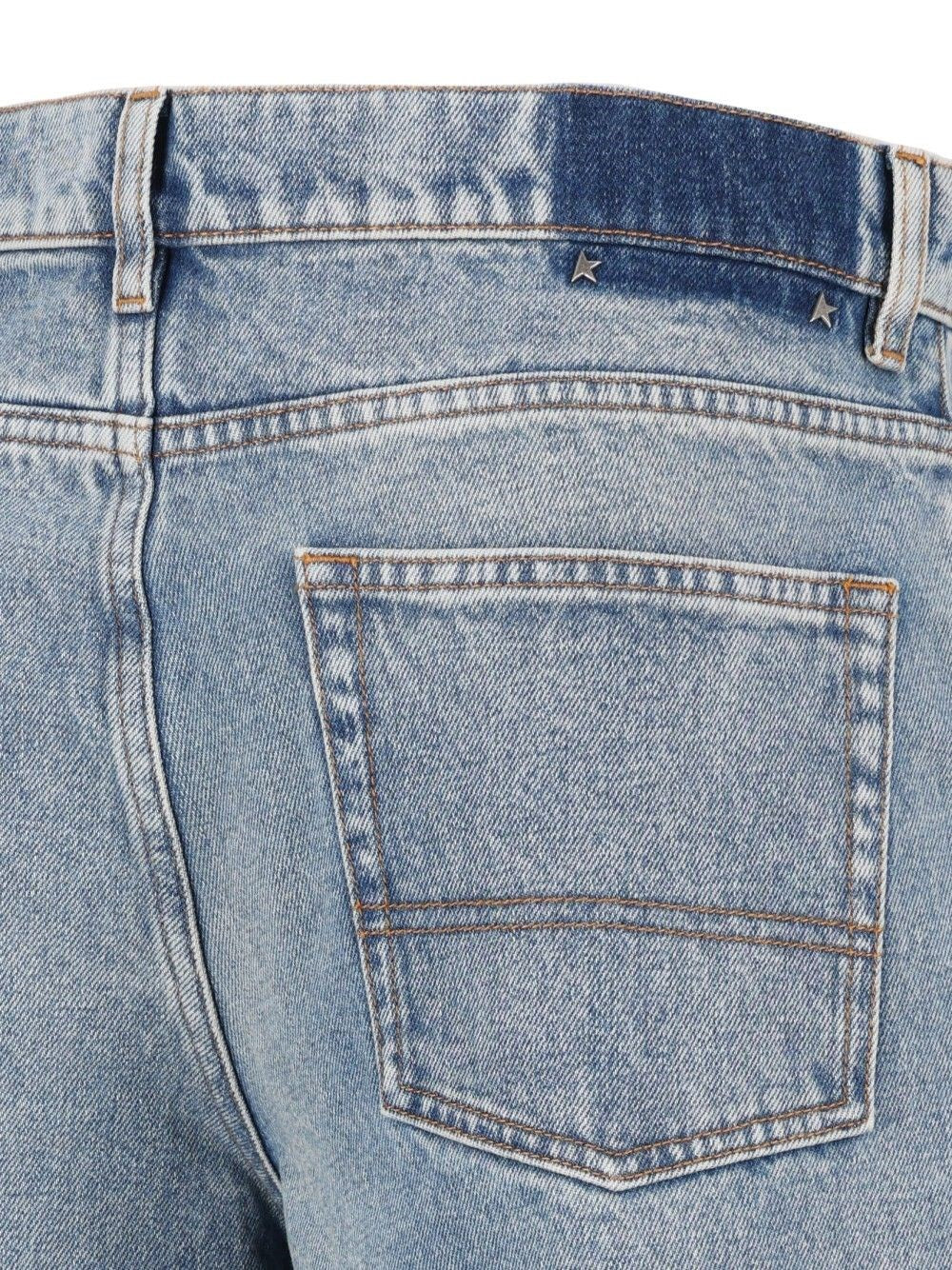 Golden Goose Men Boyfriend Jeans In Stone Washed Light Blue Denim