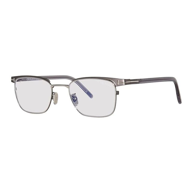 Tom Ford Tom Ford Eyeglasses Square Full Rim, Shiny Dark Brown/Gold Frame and Clear Blue Light Block Lens FT5854-D-B048