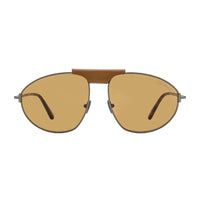 Tom Ford Sunglasses Aviator Full Rim, Shiny Gunmetal Frame and Brown Lens FT109508E