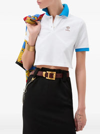 Versace Women Polo Piquet With Logo And Medusa Embroidery