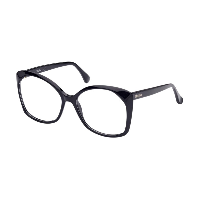 Max Mara Max Mara Eyeglasses Square Full Rim, Shiny Black Frame and Clear Demo Lens Lens MM5029001