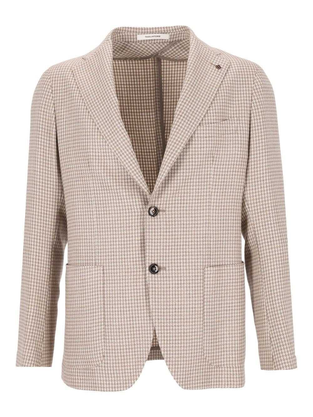 Tagliatore Men Houndstooth Blazer In Wool And Silk