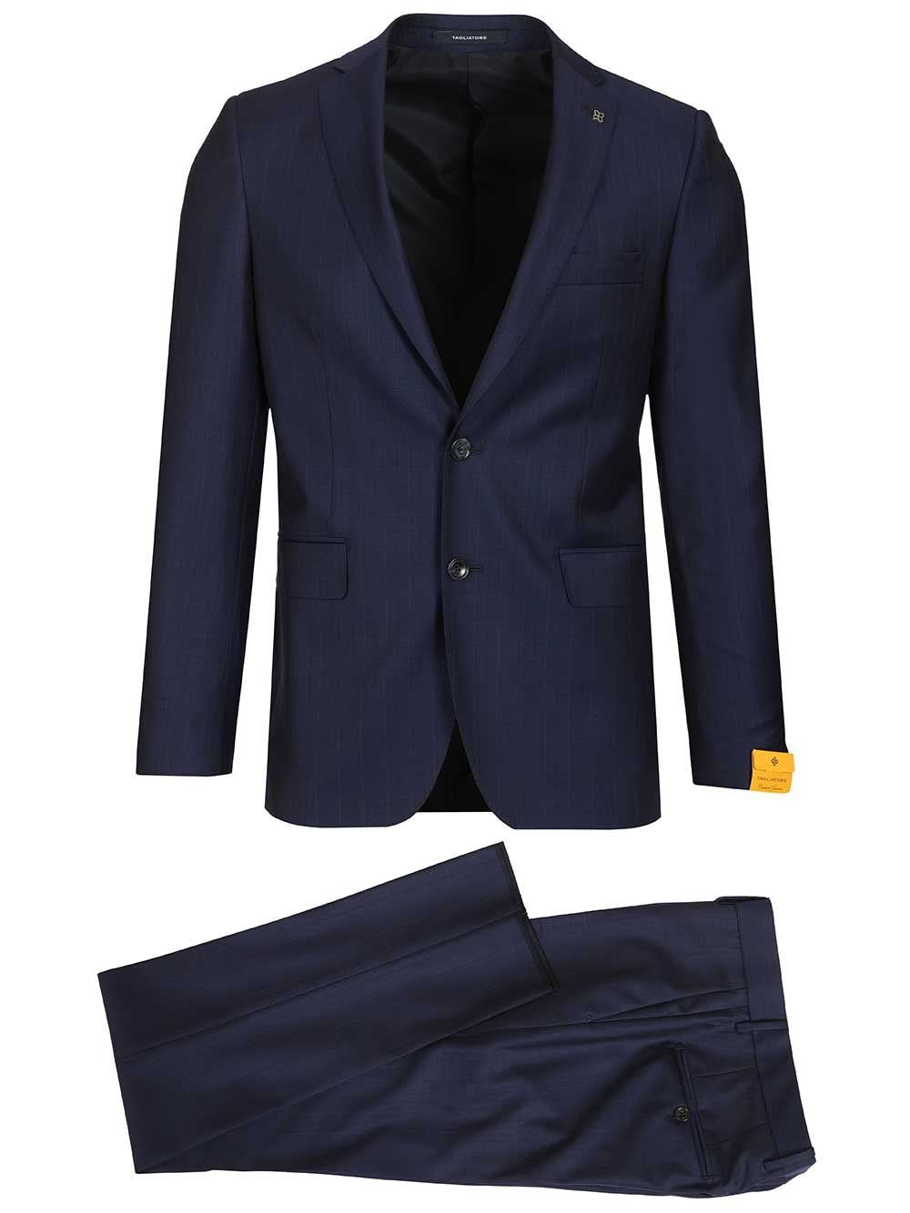 Tagliatore Men Blue Pinstripe Suit