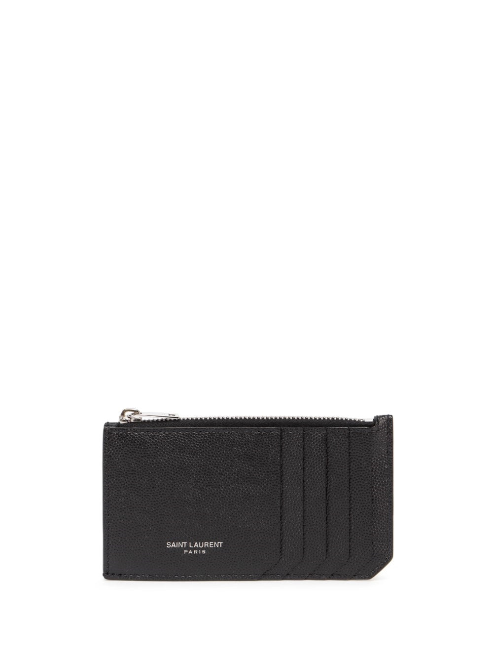 Saint Laurent Men Saint Laurent Paris Fragments Zipped Card Case In Grain De Poudre Leather