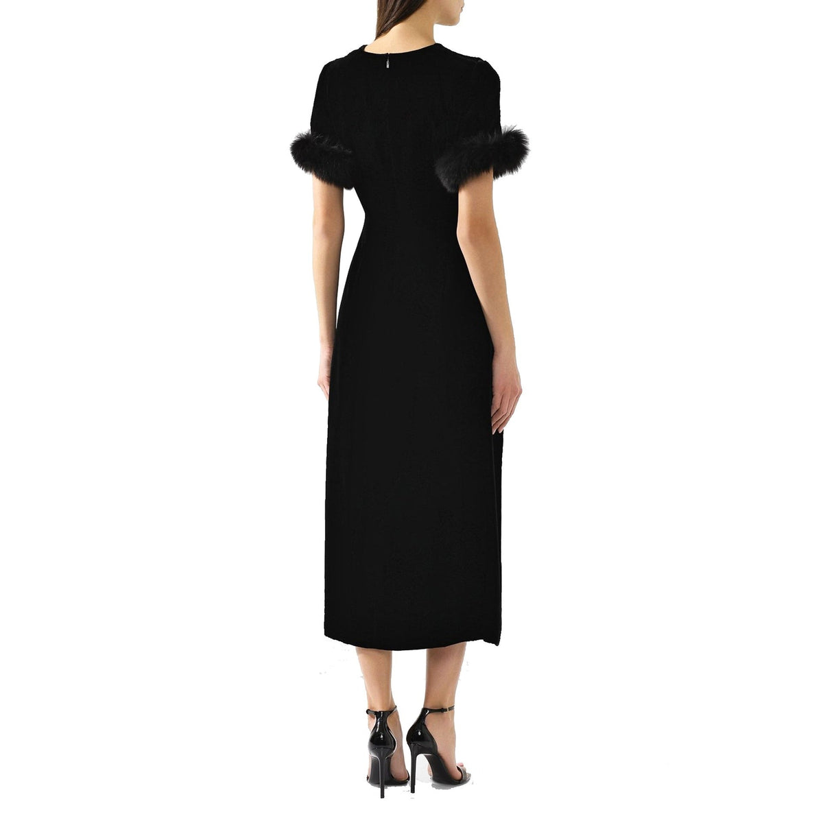 Fendi Fendi Fur Trim Velvet Midi Dress Women