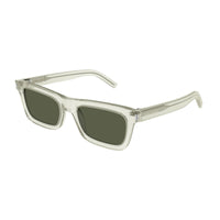 Saint Laurent Sunglasses Rectangle Full Rim, Shiny Black Frame and Solid Blue Lens SL461BETTY009
