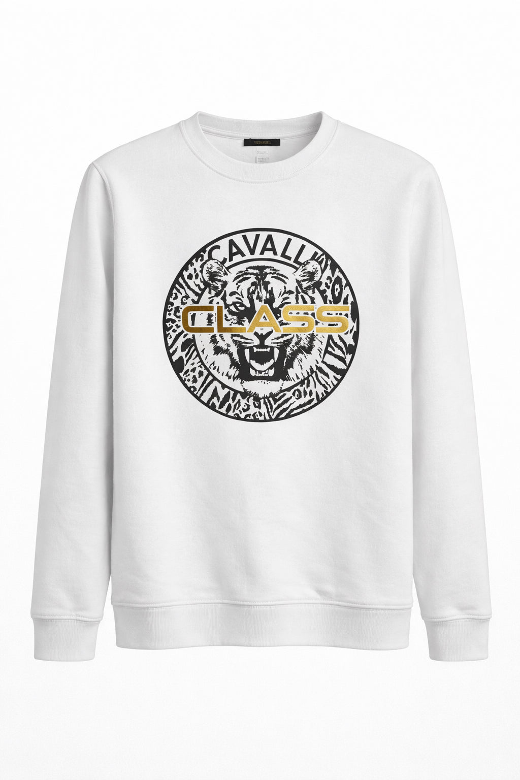 Cavalli Class White Signature Logo Screen Printed Womens Sweatshirt-M