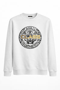Cavalli Class White Signature Logo Screen Printed Womens Sweatshirt-M