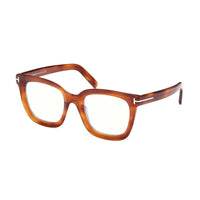 Tom Ford Tom Ford Eyeglasses Square Full Rim, Blonde Havana Frame and Clear Blue Light Block Lens FT5880-B053