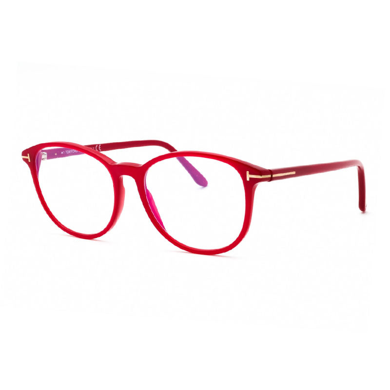 Tom Ford Eyeglasses Square Full Rim, Shiny Pink Frame and Clear Blue Light Block Lens FT5810-B072