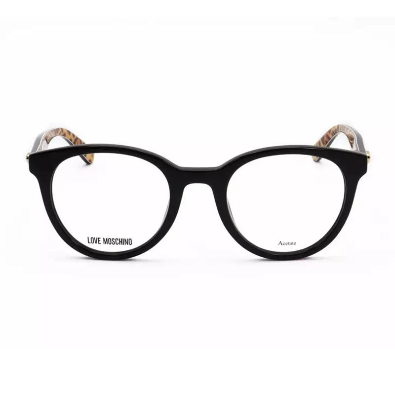 Moschino Eyeglasses Round Full Rim, Black Frame and Clear Demo Lenses Lens MOL518080700