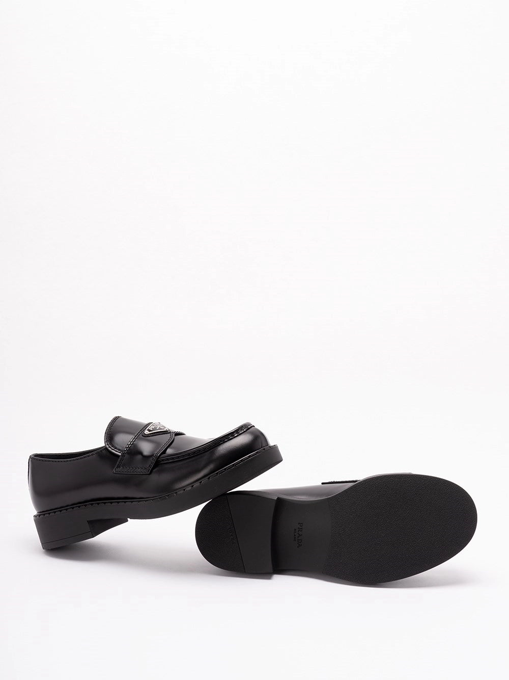 Prada Prada Men Chocolate Brushed Leather Loafers