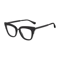 Jimmy Choo Eyeglasses Cat Eye Full Rim, Black Frame and Clear Demo Lenses Lens JC237080700