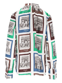Celine Celine Women Printed Silk Tie-Neck Shirt