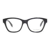 Alexander McQueen Eyeglasses Square Full Rim, Shiny Black Frame and Clear Demo Lens Lens AM0306O001