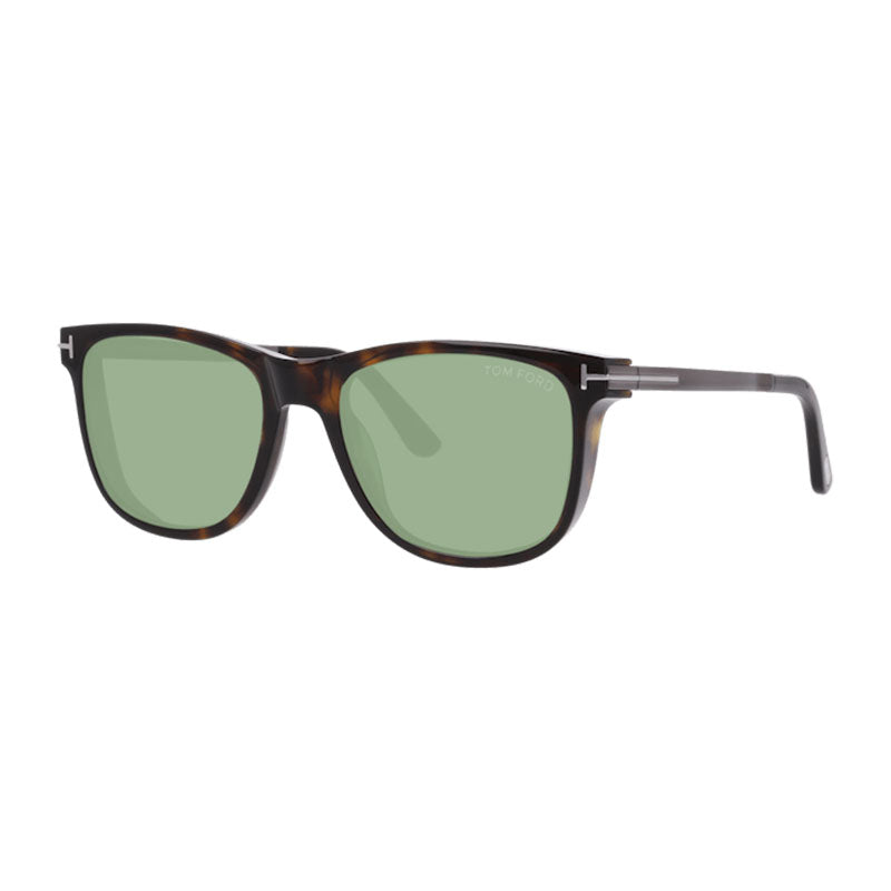 Tom Ford Tom Ford Sunglasses Square Full Rim, Dark Havana Frame and Green Lens FT110452N