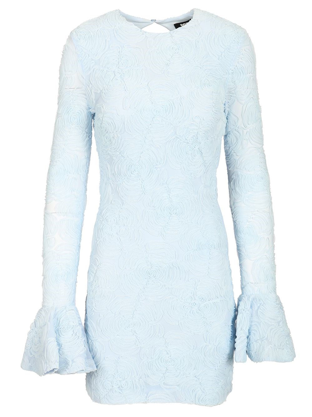 Rotate Women Blue Mesh Mini Dress With Ruffles