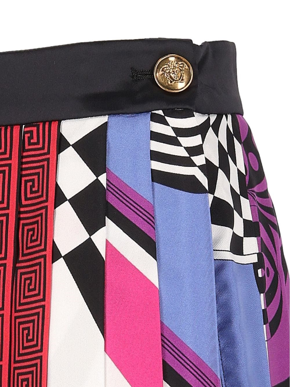 Versace Women Printed Silk Twill Pleated Miniskirt
