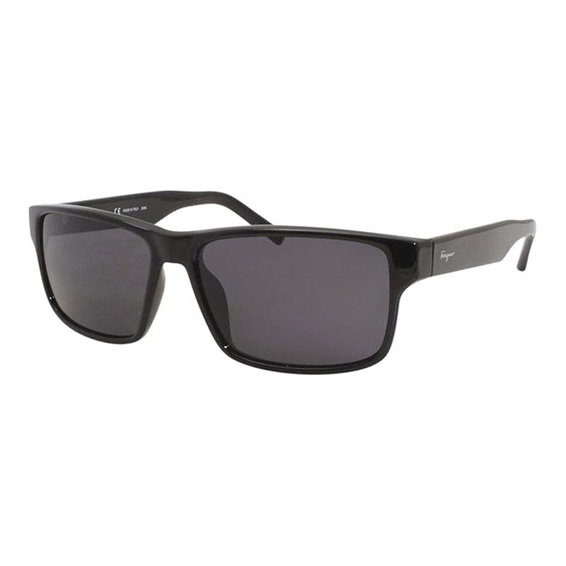 Salvatore Ferragamo Sunglasses Rectangle Full Rim, Black Frame and Grey Lens SF960S001
