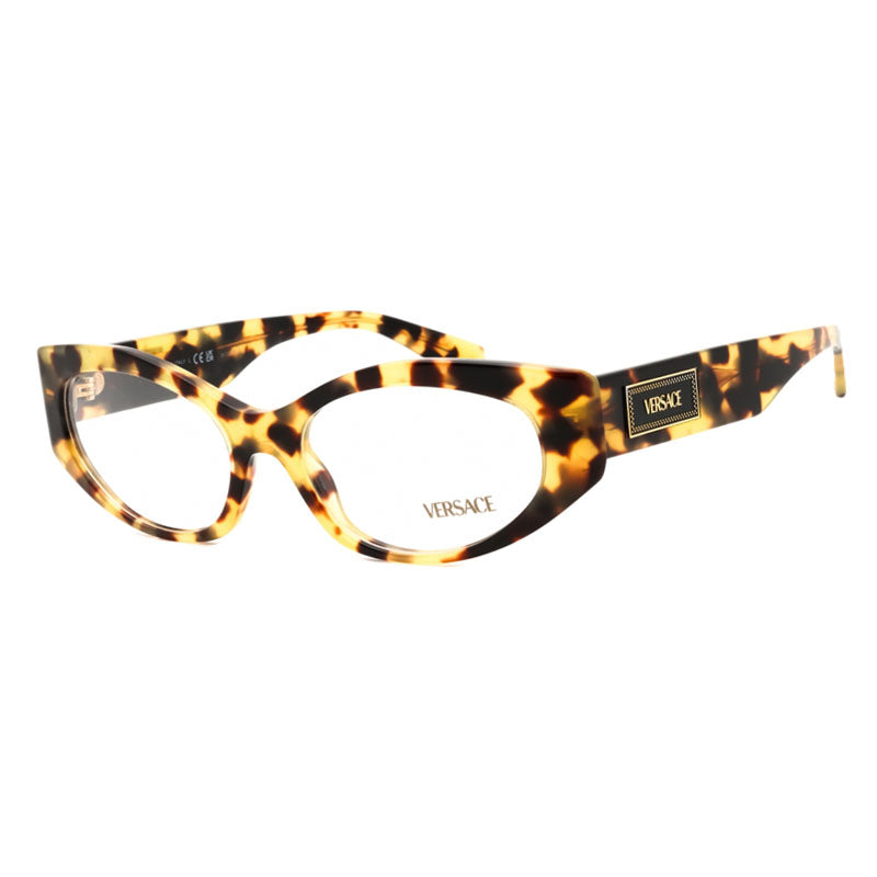Versace Eyeglasses Oval Full Rim, Havana Grey Frame and Clear Demo Lenses Lens VE33695498