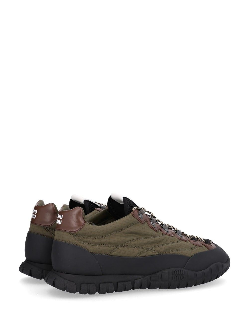 Miu Miu Women "Tyre" Sneakers In Technical Fabric And Leather
