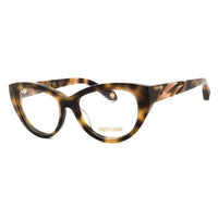 Roberto Cavalli Eyeglasses Cat Eye Full Rim, Shiny Dark Havana Frame and Clear Demo Lenses Lens VRC024M02BV