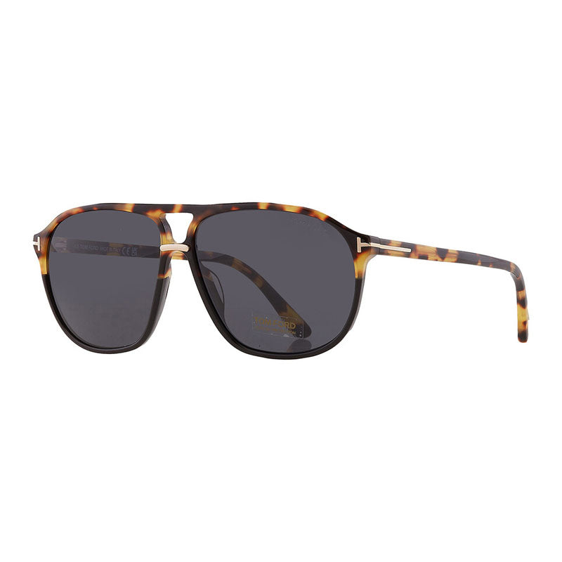 Tom Ford Sunglasses Aviator Full Rim, Black/Havana Frame and Smoke Lens FT102605A