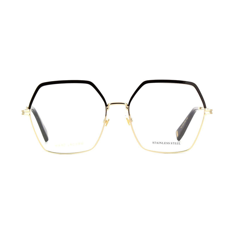 Marc Jacobs Eyeglasses Geometric Full Rim, Gold/Black Frame and Clear Demo Lenses Lens MJ11040RHL00