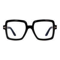 Tom Ford Eyeglasses Square Full Rim, Shiny Black Frame and Clear Blue-Light Block Lenses Lens FT5913-B001