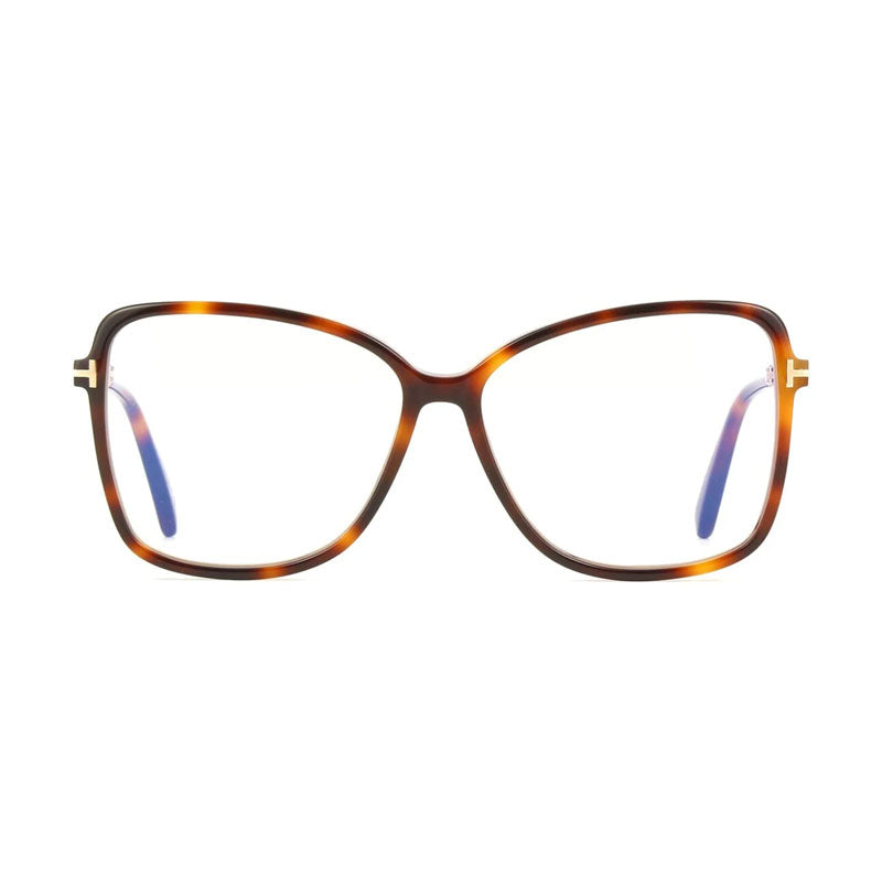 Tom Ford Eyeglasses Butterfly Full Rim, Shiny Black Frame and Clear Blue Light Block Lens FT5953-B001