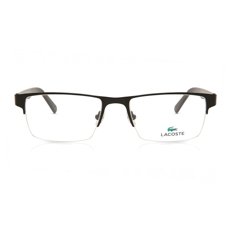 Lacoste Eyeglasses Rectangle Full Rim, Matte Black Frame and Clear Demo Lenses Lens L2237002