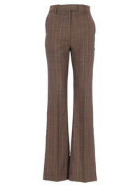 Ganni Women Brown Pinstriped Wool Trousers